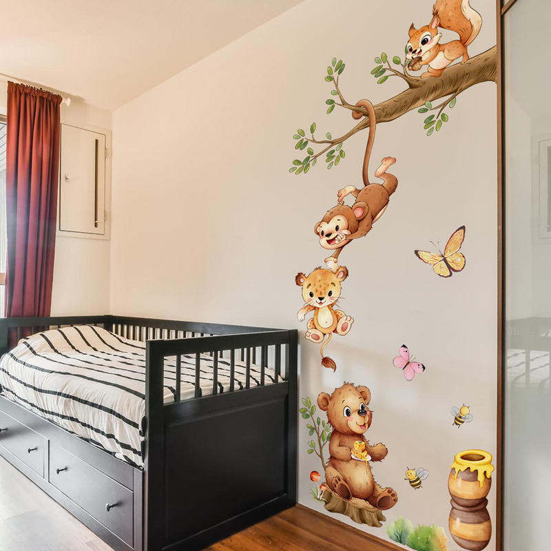 Kids Education Room - Dierentakken Leuke Aap Vlinder Bee Vinyl
