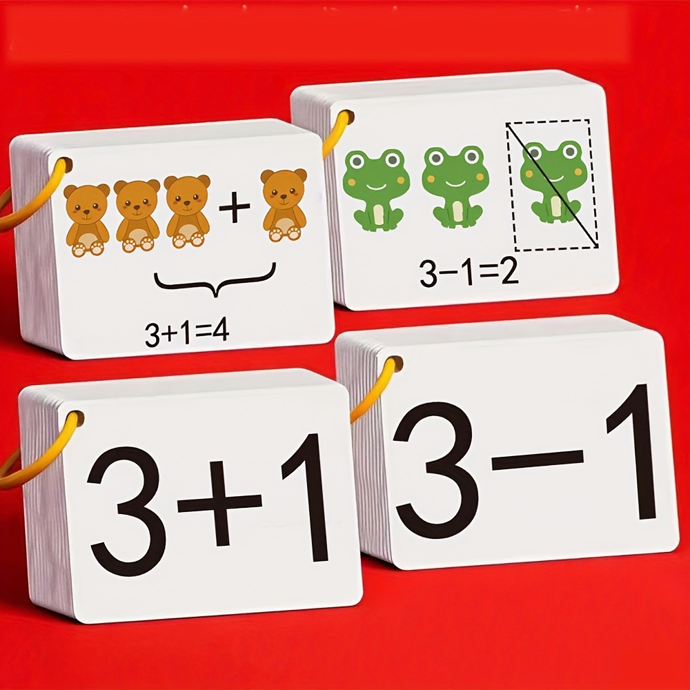 Kids Education Card - 132 kaarten met optel- en aftrekproblemen,