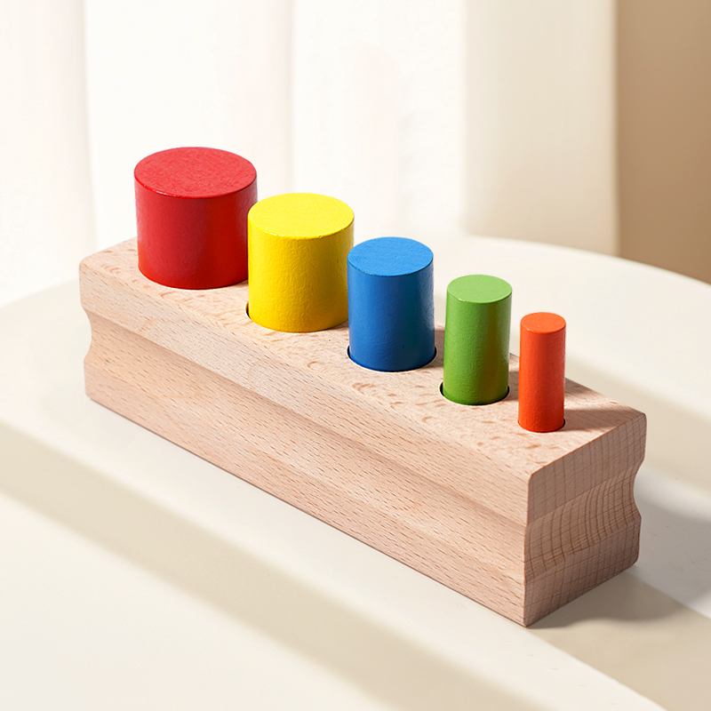 Kids Education Help - Montessori houten kleurrijk cilinderblok met knopjes