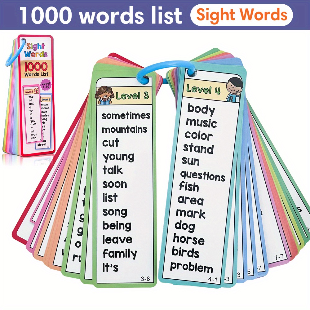 Kids Education Card - 1000 zichtwoorden Flash-kaarten voor kinderen van