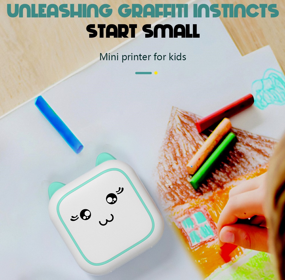 Kids Education Questions - Draagbare mini-cartoon thermische printer Draadloos BT
