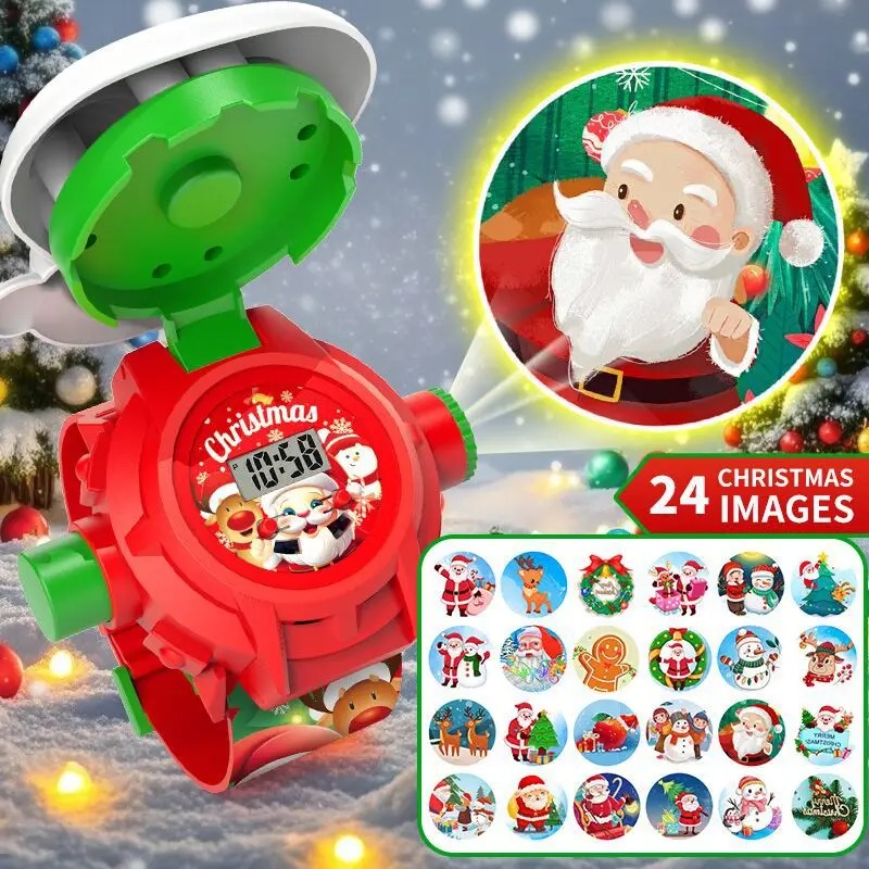Kids Educational Watch - Kerstprojectiehorloge voor kinderen, digitaal projectorpolshorloge met