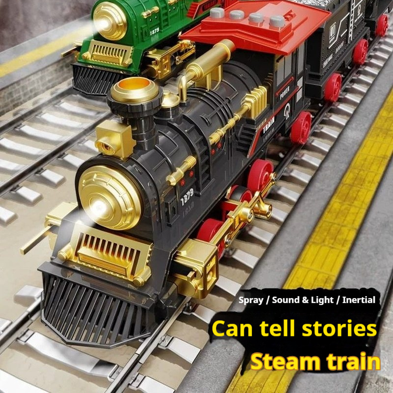 Kids Education Story - Elektrische retro stoomtreinset voor kinderen met