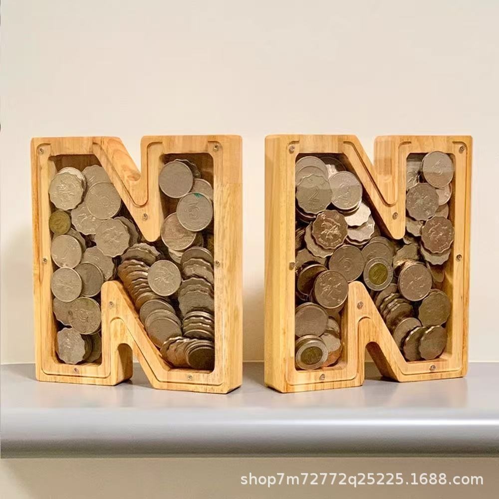 Houten spaarpot met 26 letters - Kids Education Savings recensie en prijs
