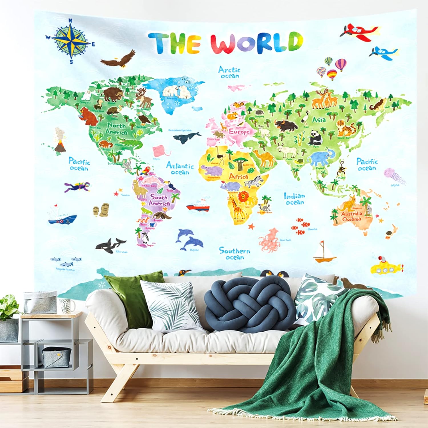 Kinderwereldkaart Wandtapijt E - Kids Education Room recensie en prijs